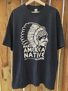 Gildan Black Short-Sleeve 'Make America Native Again' Chief Tee sz XL